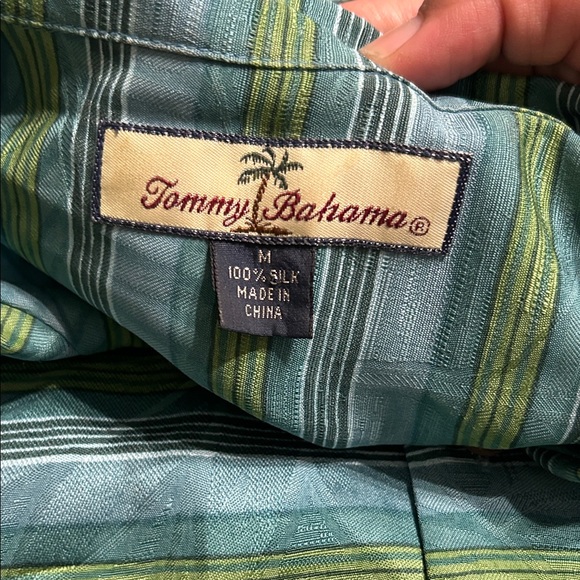 Tommy Bahama Blue and Green Striped Shirt - Picture 2 of 3